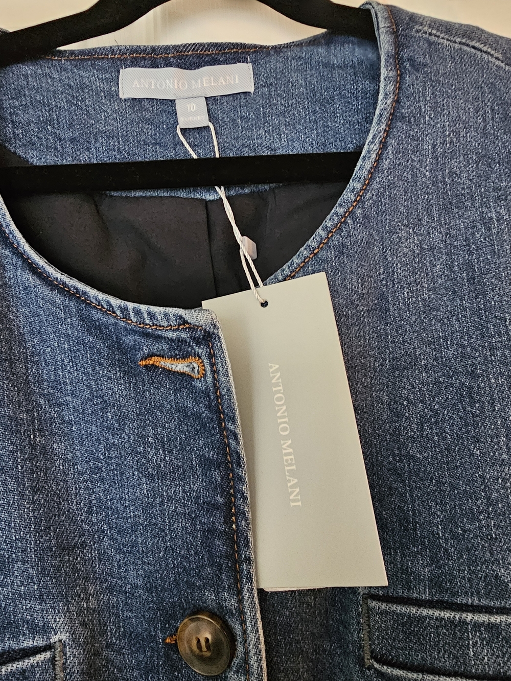 Antonio Melani Sleeveless Denim Vest - Blue - Picture 2 of 6
